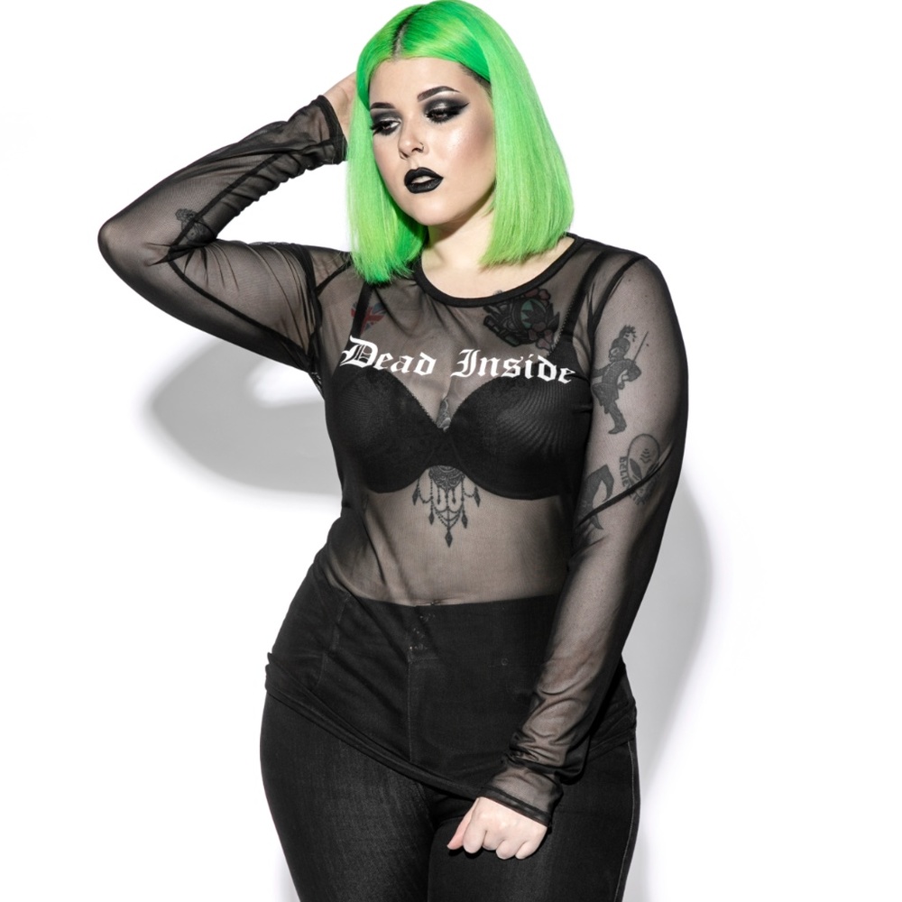 3xl Dead Inside - Mesh Women's Long Sleeve Tee